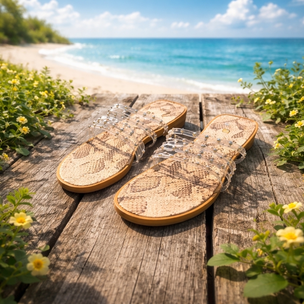 Clear Strap Dolce Vita Resort Wear Snakeskin Studded Sandals